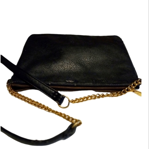 Express purse crossbody black vintage gold studded chain and leather strap. - Picture 8 of 10